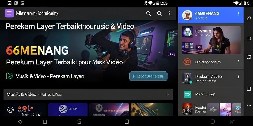 Antarmuka aplikasi 66MENANG saat merekam layar.