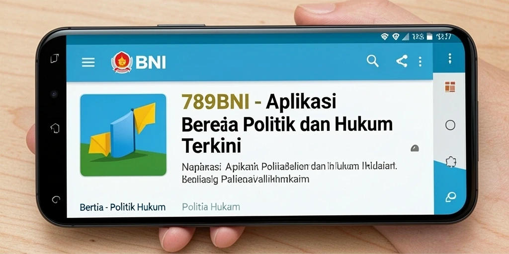 Antarmuka aplikasi 789BNI menampilkan berita politik dan hukum terbaru