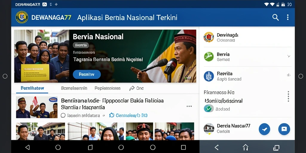 Tampilan antarmuka aplikasi DEWANAGA77 untuk berita nasional.