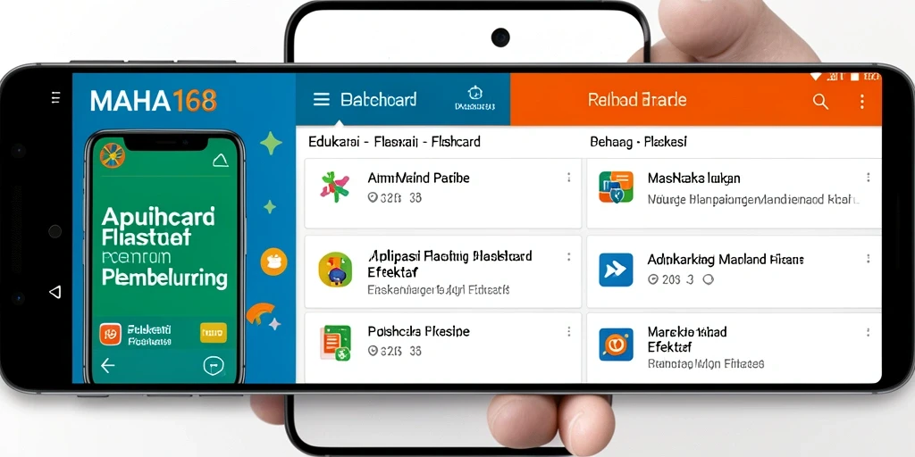 Tampilan antarmuka pengguna aplikasi Flashcard MAHA168 yang interaktif dan menarik.