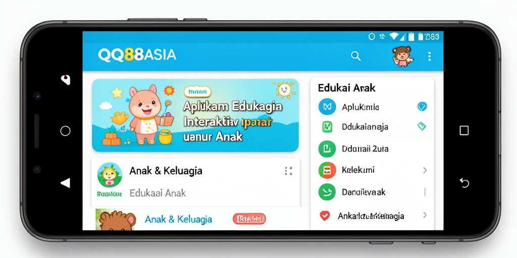 Tampilan antarmuka aplikasi edukasi yang menarik dan interaktif.