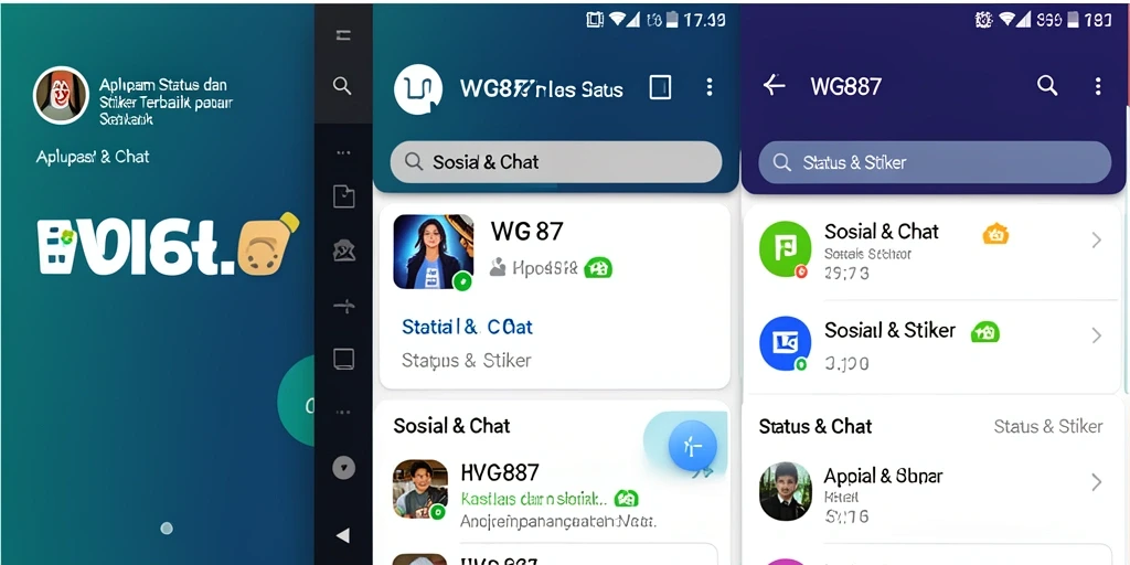 Antarmuka WG87 menampilkan berbagai pilihan stiker menarik untuk chat.